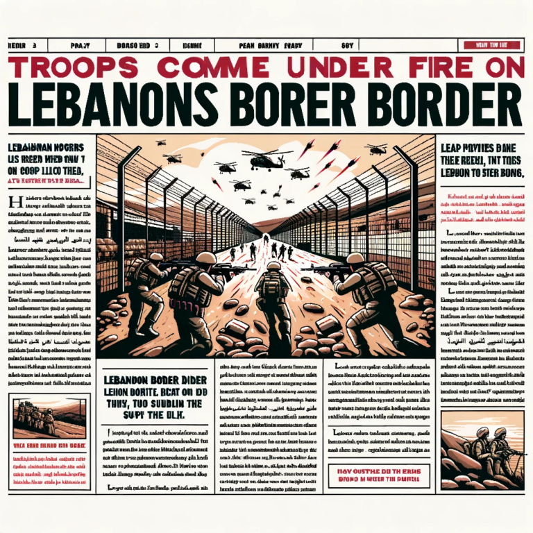 DALL·E 2023-10-20 12.16.31 - Vector of a news article page with the headline 'TROOPS COME UNDER FIRE ON LEBANON BORDER'